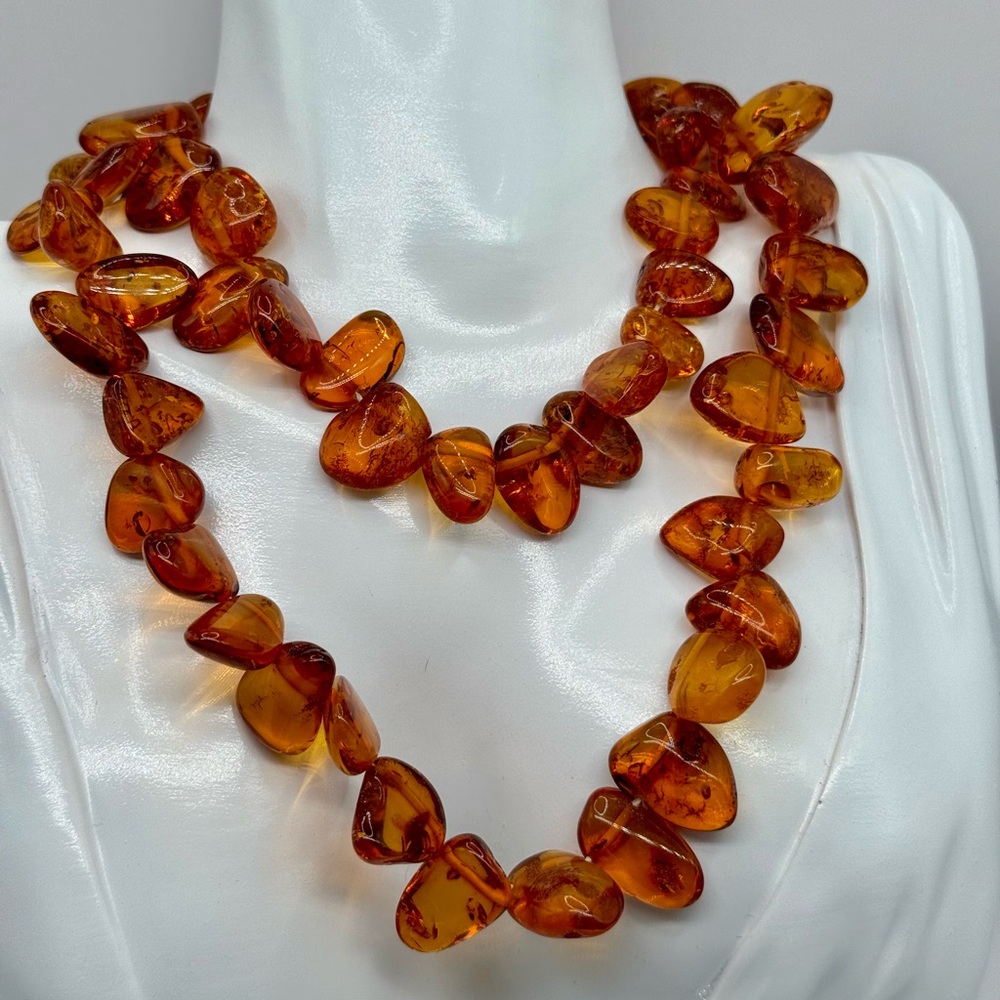 Genuine Baltic Amber Necklace with Amber Screw Clasp 24" Long - Picture 7 of 17